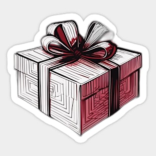 Elegant Red and White Gift Box Illustration No. 622 Sticker